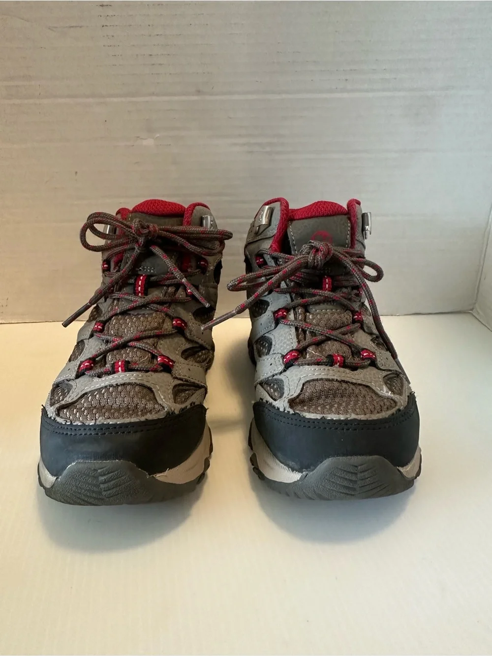 Merrell Kids Gray and Red Hiking Boots